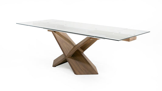 Modrest Scott - Modern Walnut and Glass Extendable 70.5"/106" Dining Table