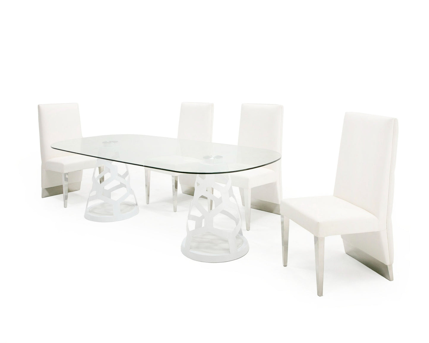 Modrest Lilly - Modern White and 15mm Glass Rectangular Dining Table