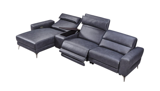 Divani Casa Laramie - Modern Charcoal Grey Vegan Leather Left Facing Sectional With Power Recliners