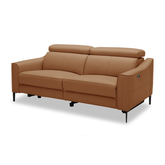 Divani Casa Eden - Modern Camel Leather Loveseat With 2 Recliners