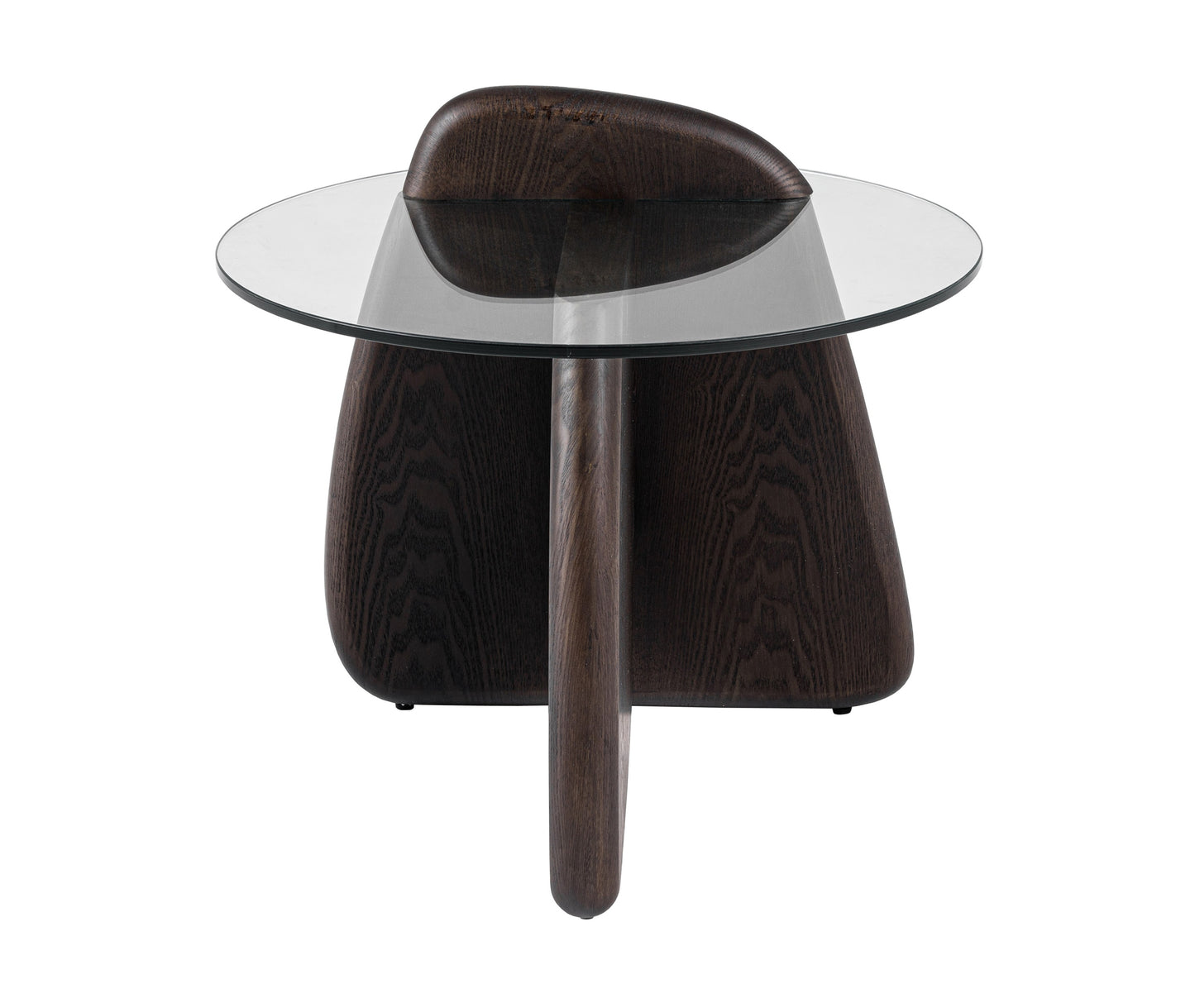 Modrest Buxton - Mid-Century Modern Glass + Dark Walnut End Table