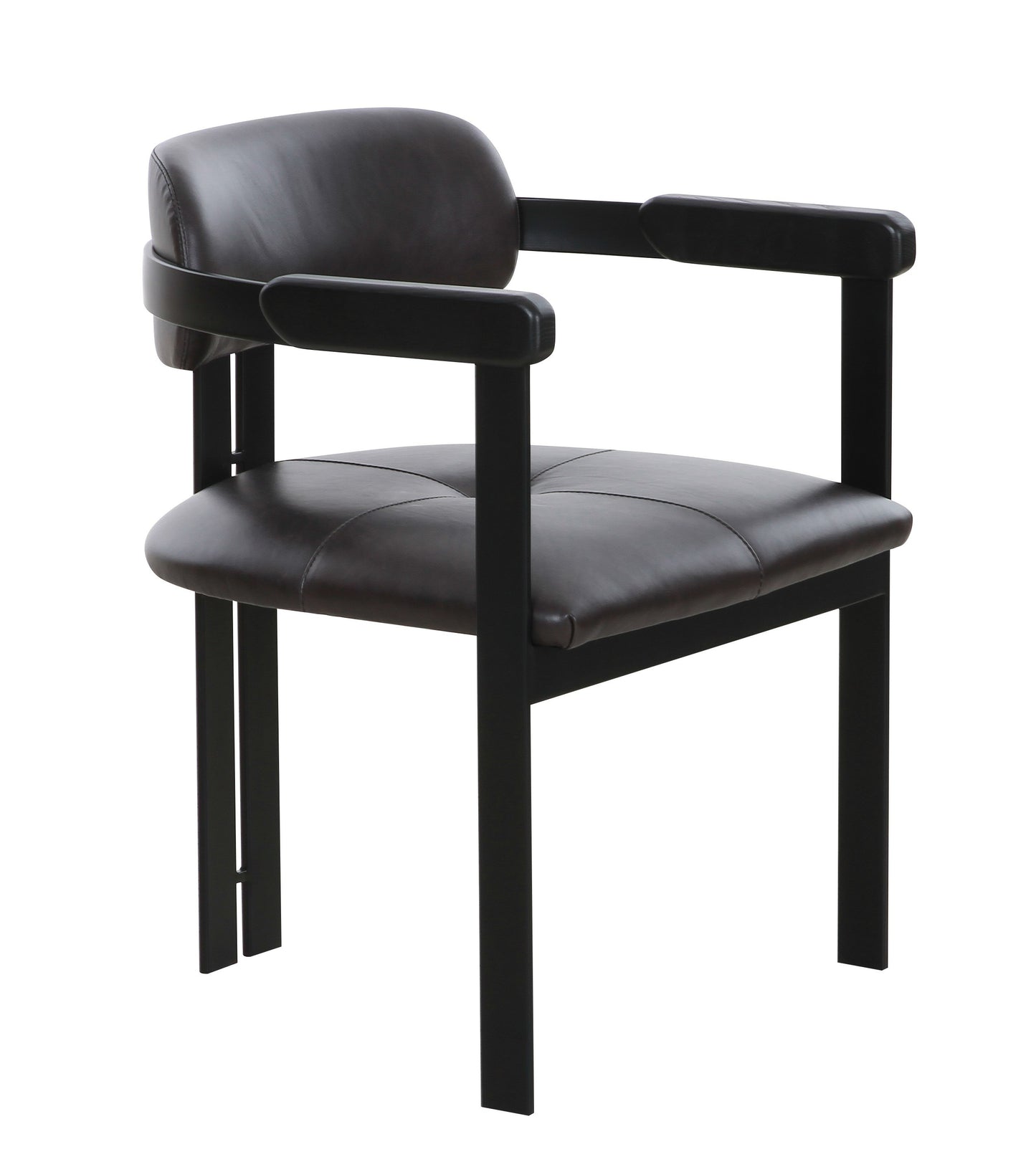 Modrst Aneta - Modern Dark Brown Leather + Black Dining Chair