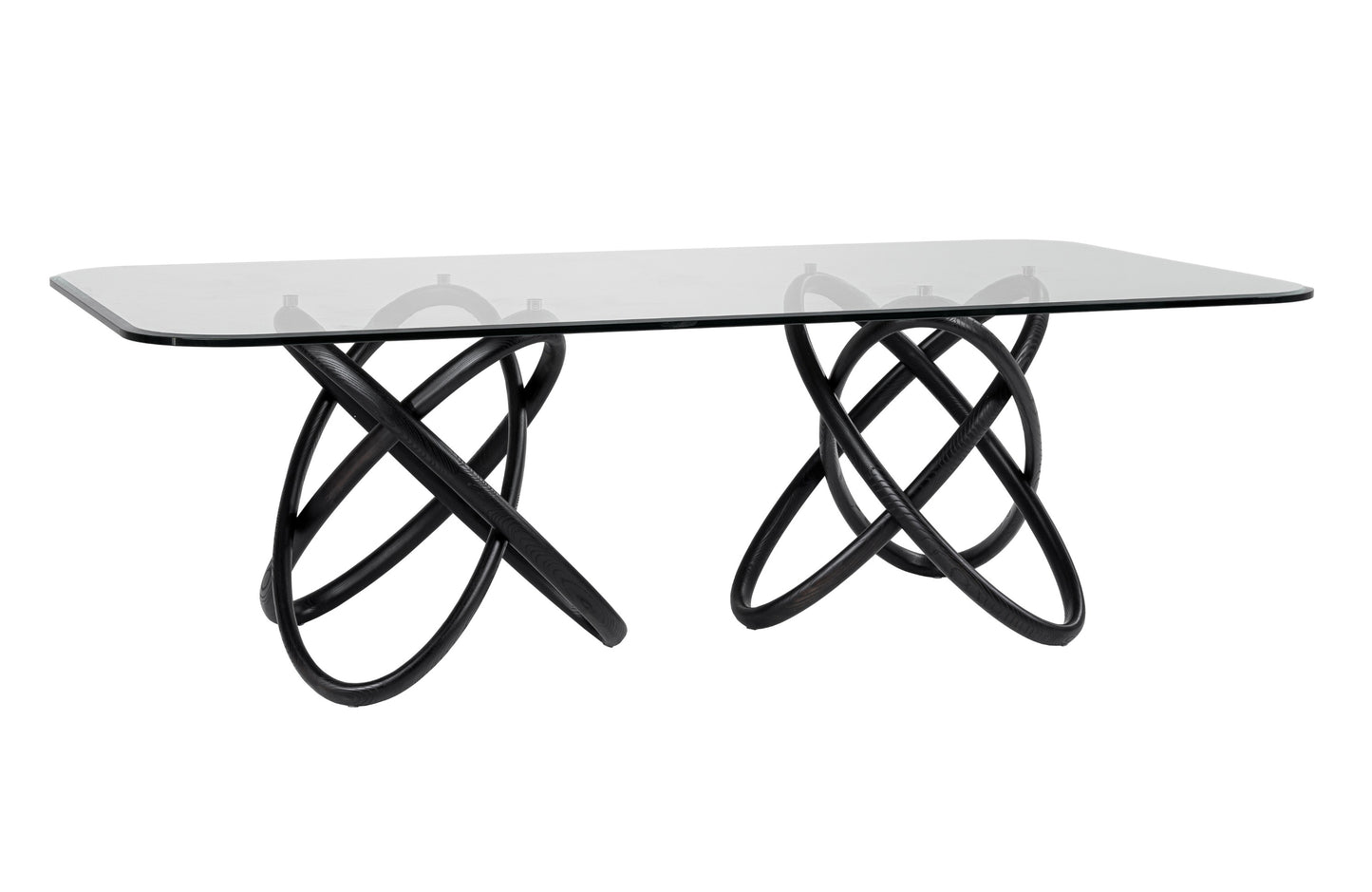 Modrest Mason Modern Glass & Black Ash Dining Table