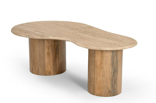 Sanford Travertine Marble Freeform Coffee Table