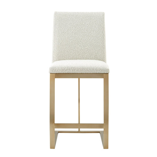 Modrest Frankie - Modern Off-White Fabric + Antique Brass Counter Chair