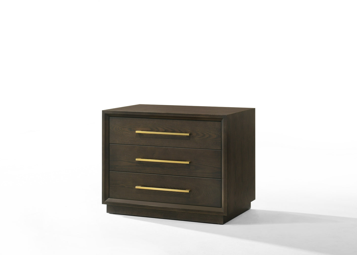 Modrest Manhattan - Contemporary Brown Oak and Gold Nightstand