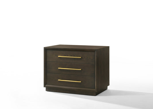 Modrest Manhattan - Contemporary Brown Oak and Gold Nightstand