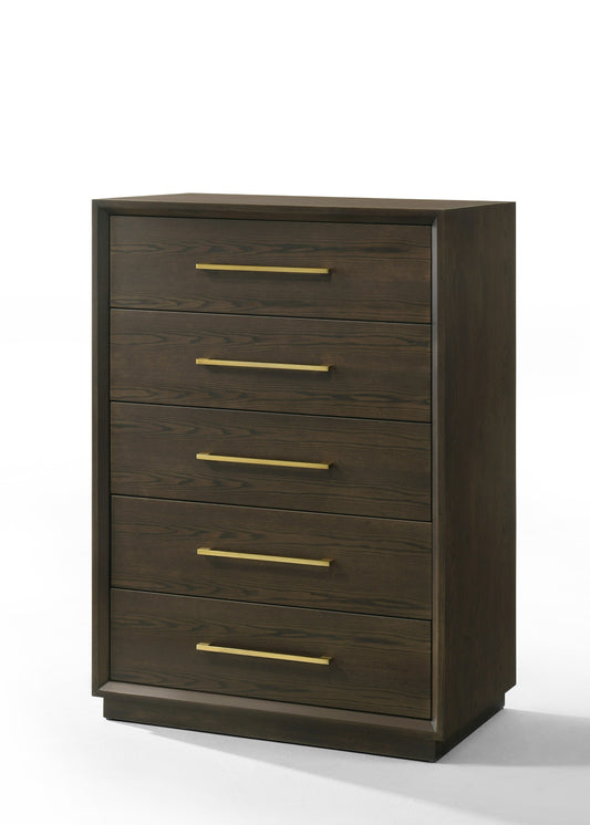 Modrest Manhattan - Contemporary Brown Oak and Gold Chest