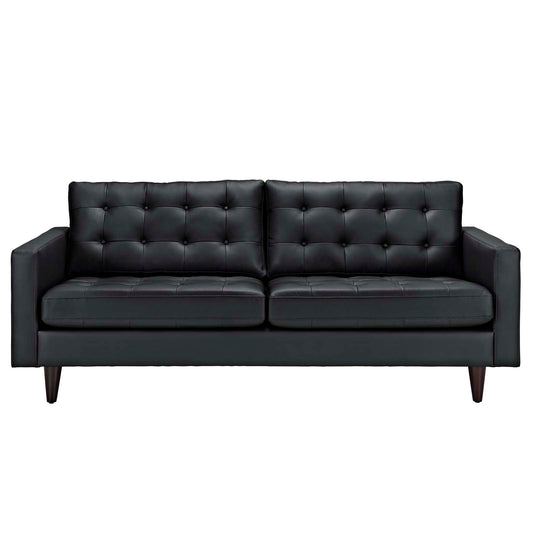 Empress Bonded Leather Sofa by Modway in Black