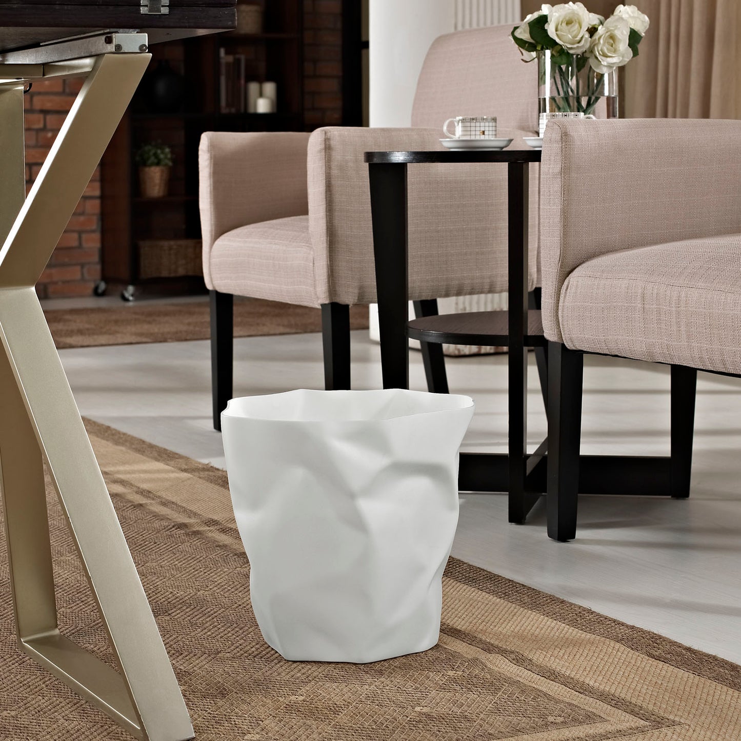 Lava Trash Bin by Modway in White