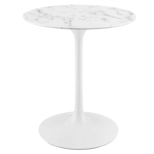 Lippa 28" Round Artificial Marble Dining Table by Modway in White
