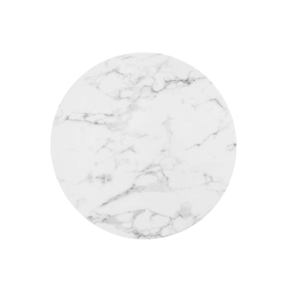 Lippa 28" Round Artificial Marble Dining Table by Modway in White