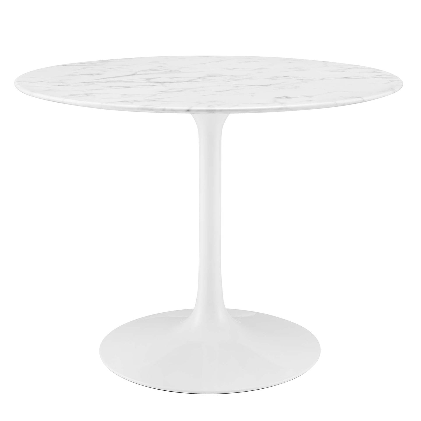 Lippa 40" Round Artificial Marble Dining Table by Modway in White