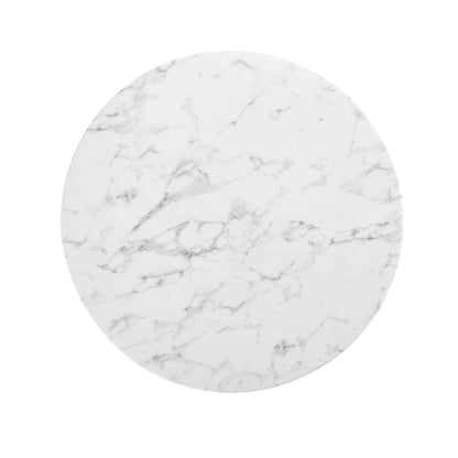Lippa 40" Round Artificial Marble Dining Table by Modway in White