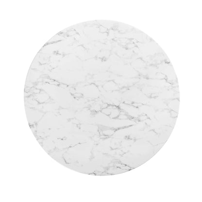Lippa 48" Round Artificial Marble Dining Table by Modway in White