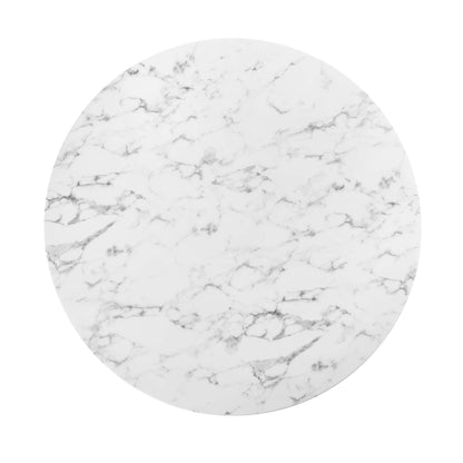Lippa 54" Round Artificial Marble Dining Table by Modway in White