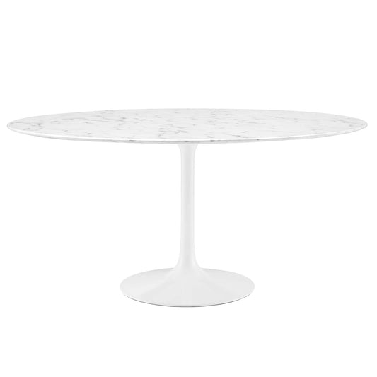 Lippa 60" Round Artificial Marble Dining Table by Modway in White