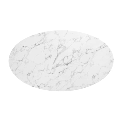 Lippa 54" Oval Artificial Marble Dining Table by Modway in White