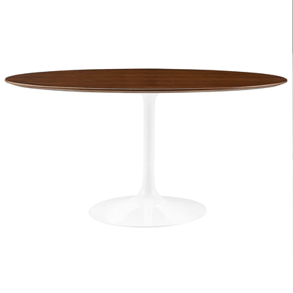 Lippa 60" Oval Wood Grain Dining Table by Modway in Walnut