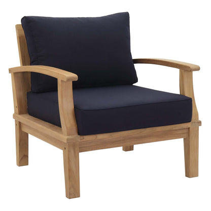 Marina Outdoor Patio Teak Armchair by Modway in Natural Navy