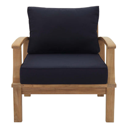 Marina Outdoor Patio Teak Armchair by Modway in Natural Navy