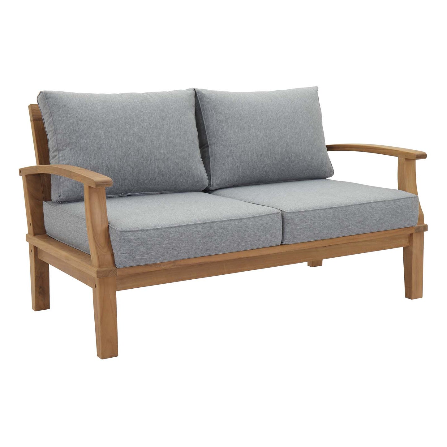 Marina Outdoor Patio Teak Loveseat by Modway in Natural Gray