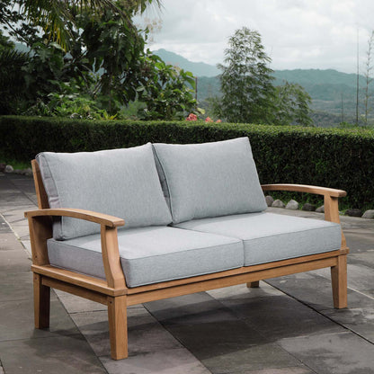 Marina Outdoor Patio Teak Loveseat by Modway in Natural Gray