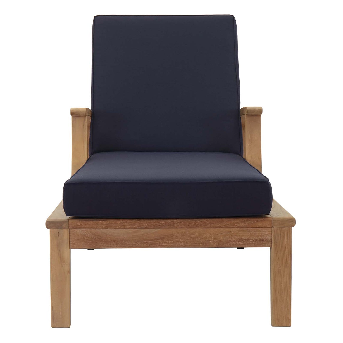 Marina Outdoor Patio Teak Single Chaise by Modway in Natural Navy