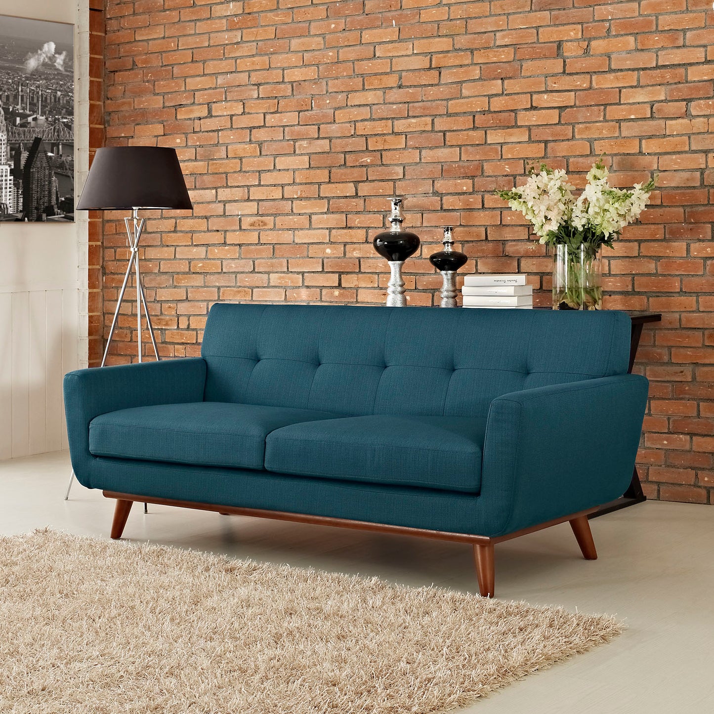 Engage Upholstered Fabric Loveseat by Modway in Azure