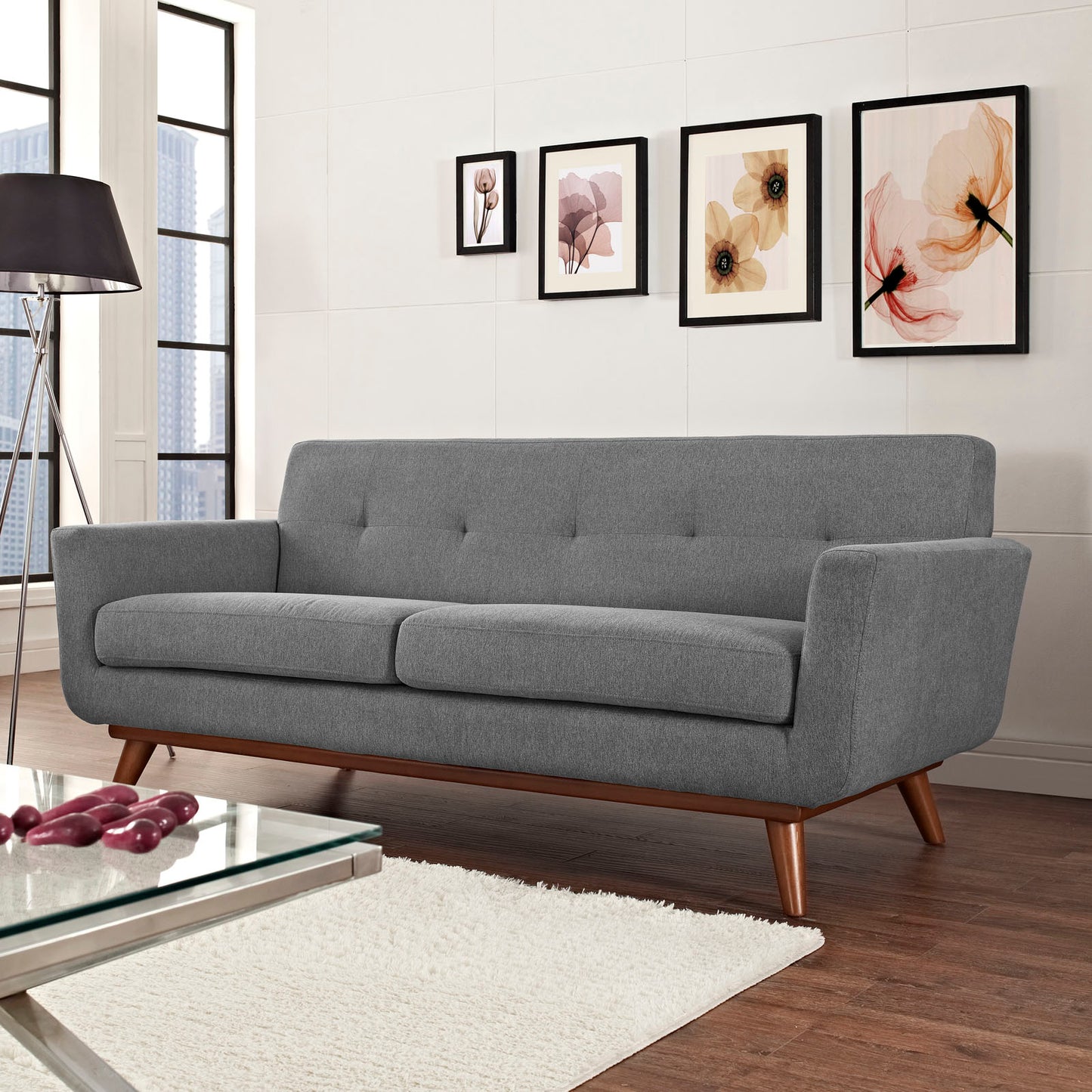 Engage Upholstered Fabric Loveseat by Modway in Expectation Gray