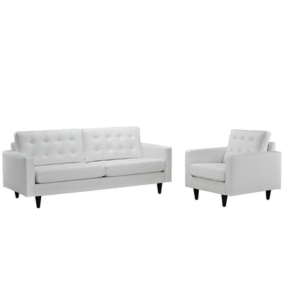Empress Sofa and Armchair Set of 2 by Modway in White