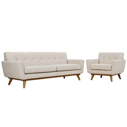 Engage Armchair and Sofa Set of 2 by Modway in Beige