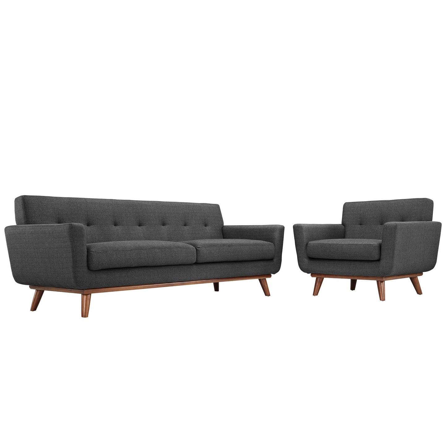 Engage Armchair and Sofa Set of 2 by Modway in Gray