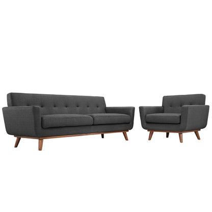 Engage Armchair and Sofa Set of 2 by Modway in Gray