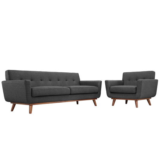 Engage Armchair and Sofa Set of 2 by Modway in Gray