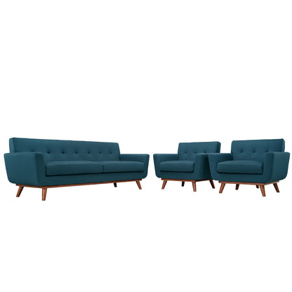 Engage Armchairs and Sofa Set of 3 by Modway in Azure