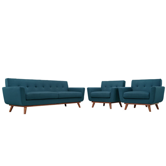 Engage Armchairs and Sofa Set of 3 by Modway in Azure