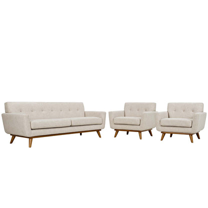 Engage Armchairs and Sofa Set of 3 by Modway in Beige