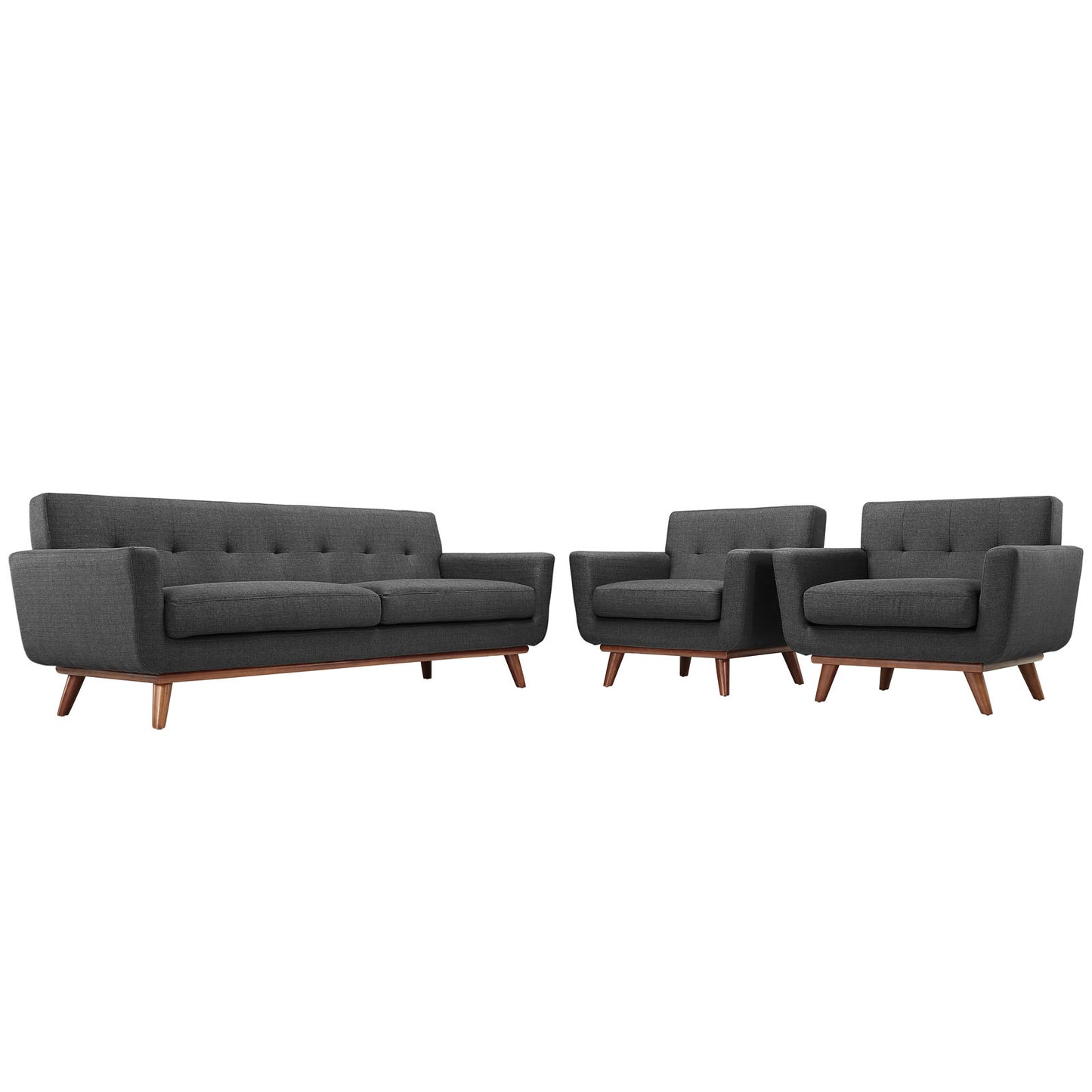 Engage Armchairs and Sofa Set of 3 by Modway in Gray