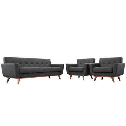 Engage Armchairs and Sofa Set of 3 by Modway in Gray