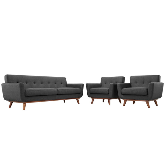 Engage Armchairs and Sofa Set of 3 by Modway in Gray