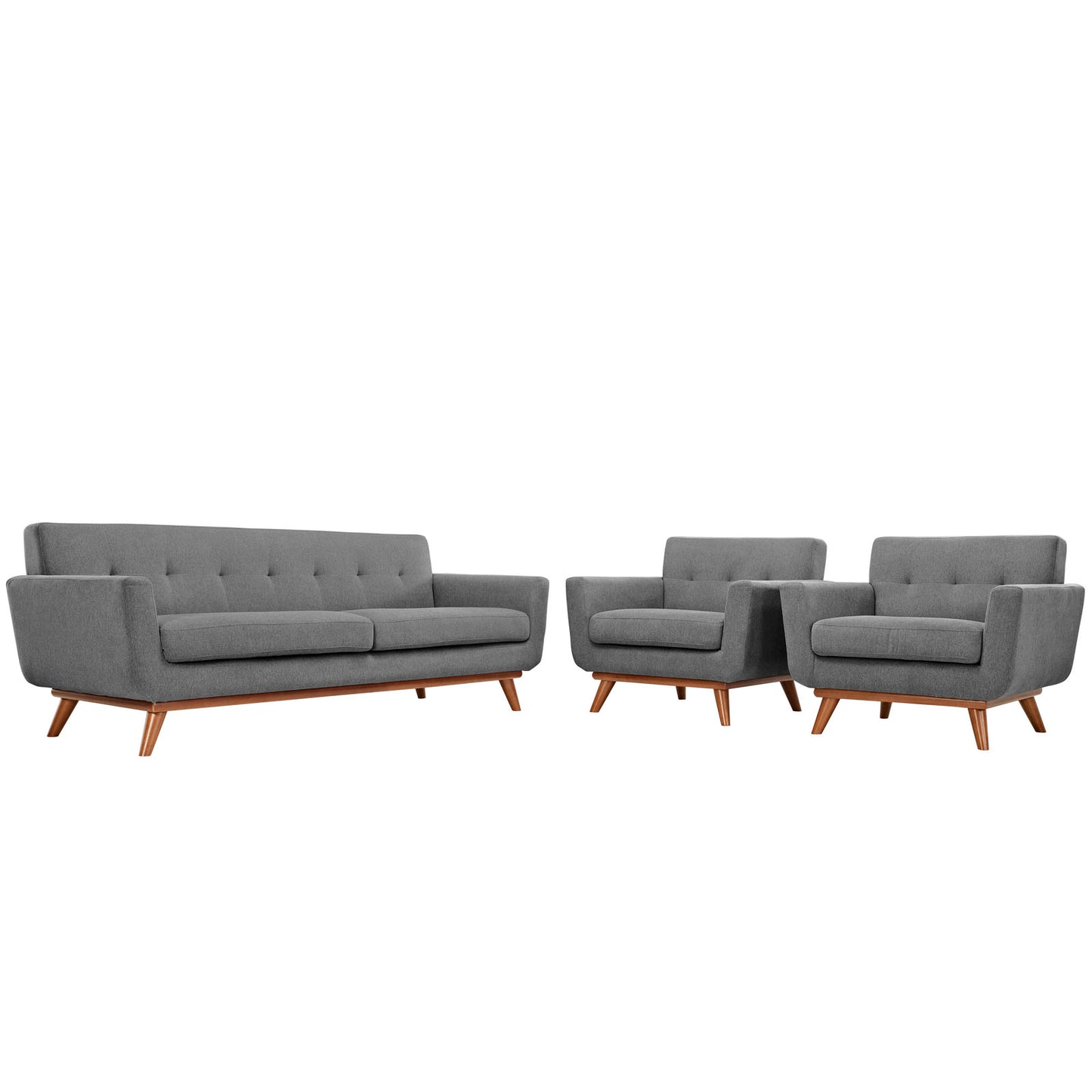 Engage Armchairs and Sofa Set of 3 by Modway in Expectation Gray