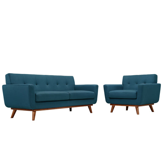 Engage Armchair and Loveseat Set of 2 by Modway in Azure