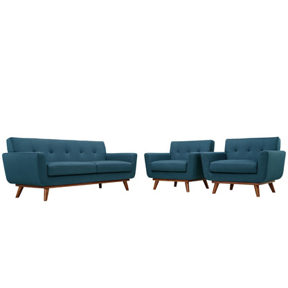 Engage Armchairs and Loveseat Set of 3 by Modway in Azure