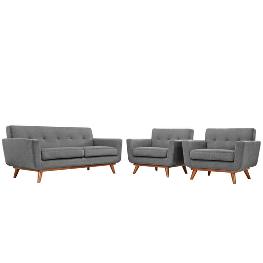 Engage Armchairs and Loveseat Set of 3 by Modway in Expectation Gray
