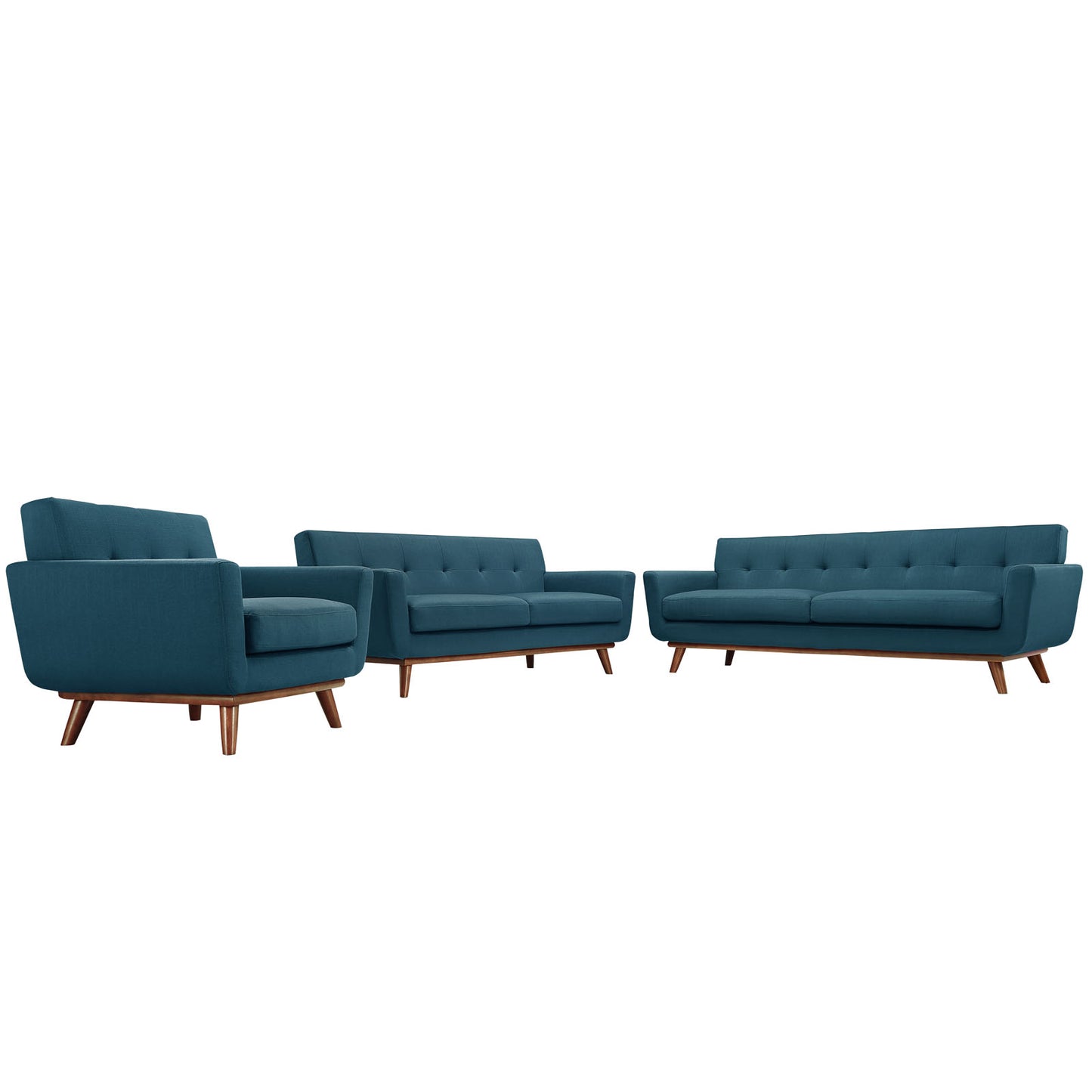 Engage Sofa Loveseat and Armchair Set of 3 by Modway in Azure