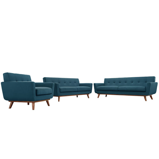 Engage Sofa Loveseat and Armchair Set of 3 by Modway in Azure