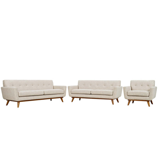 Engage Sofa Loveseat and Armchair Set of 3 by Modway in Beige