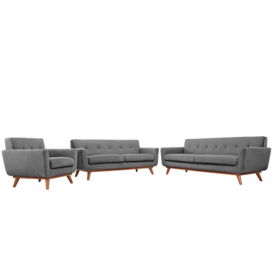 Engage Sofa Loveseat and Armchair Set of 3 by Modway in Expectation Gray