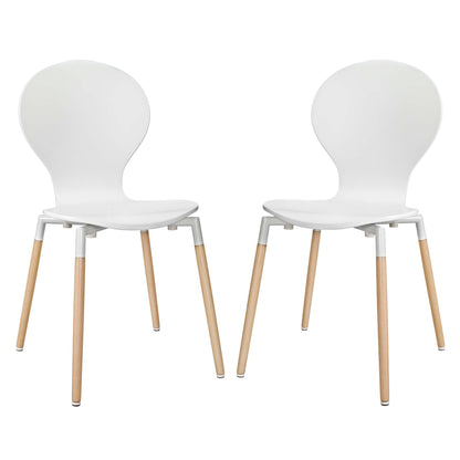 Path Dining Chair Set of 2 by Modway in White